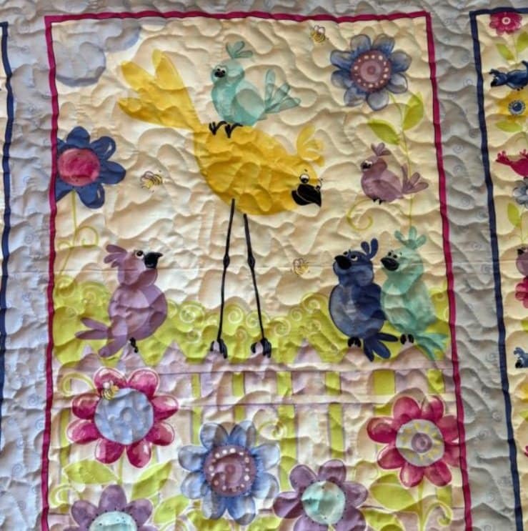 bird song in bloom baby quilt corner view