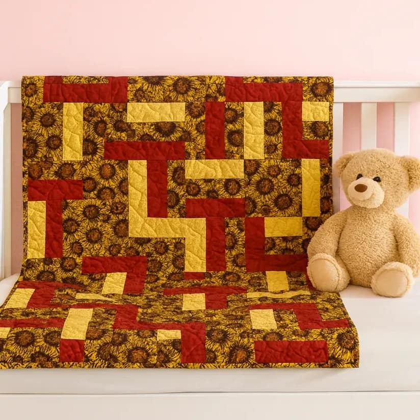 Sunflowers Baby Quilt on Daybed