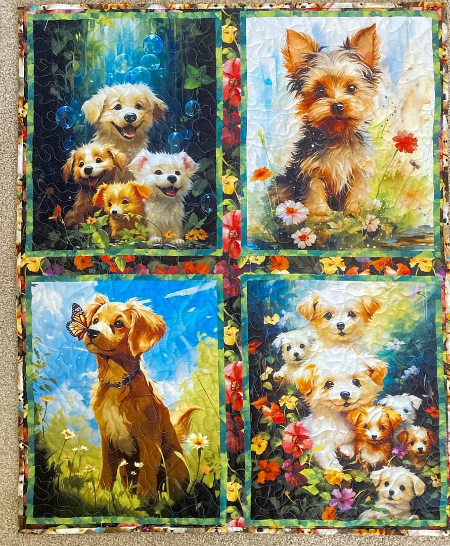 Adorable Puppies baby quilt full view