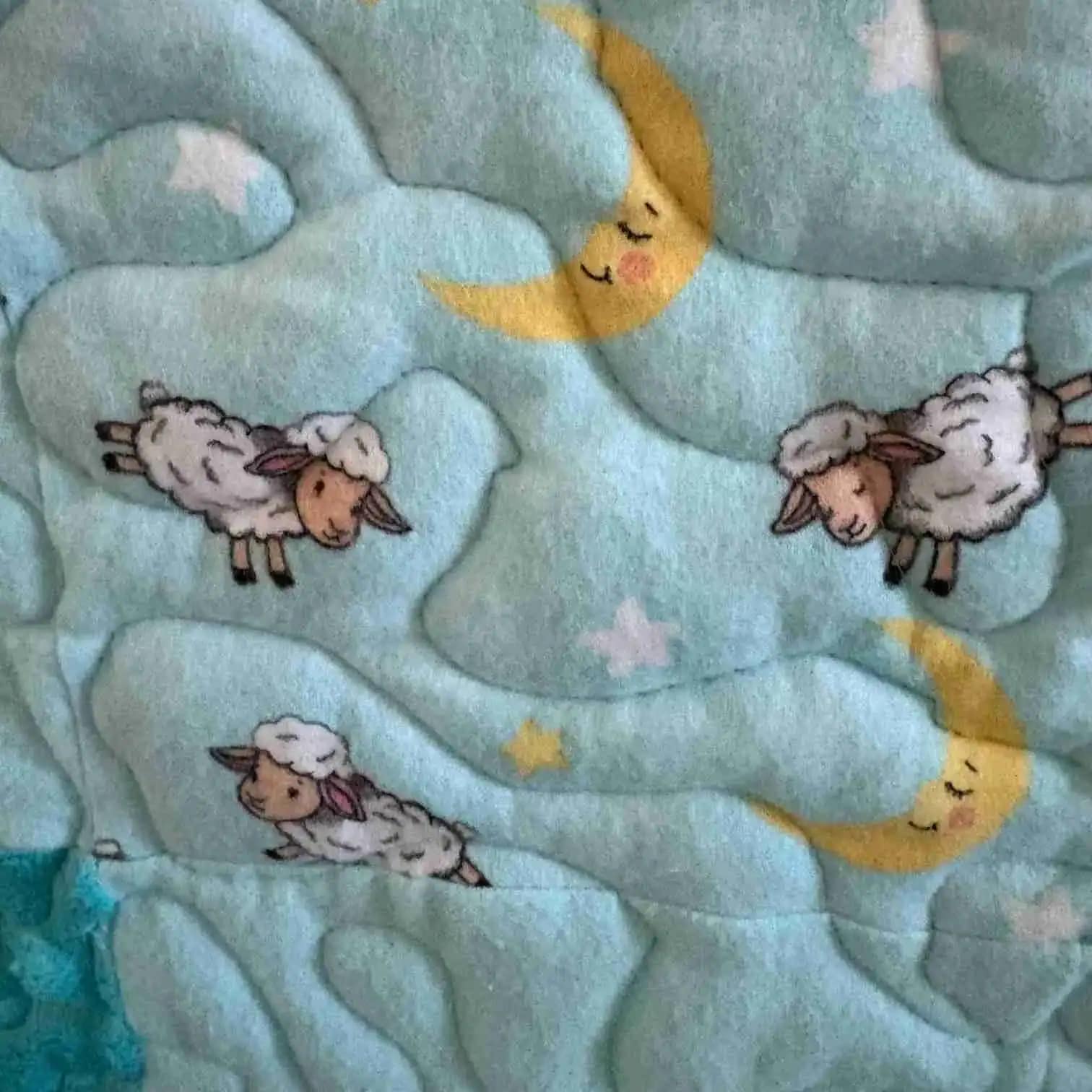 Lambs on the Farm Baby Quilt detail 1