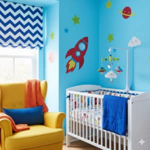boys room with rocket shipd