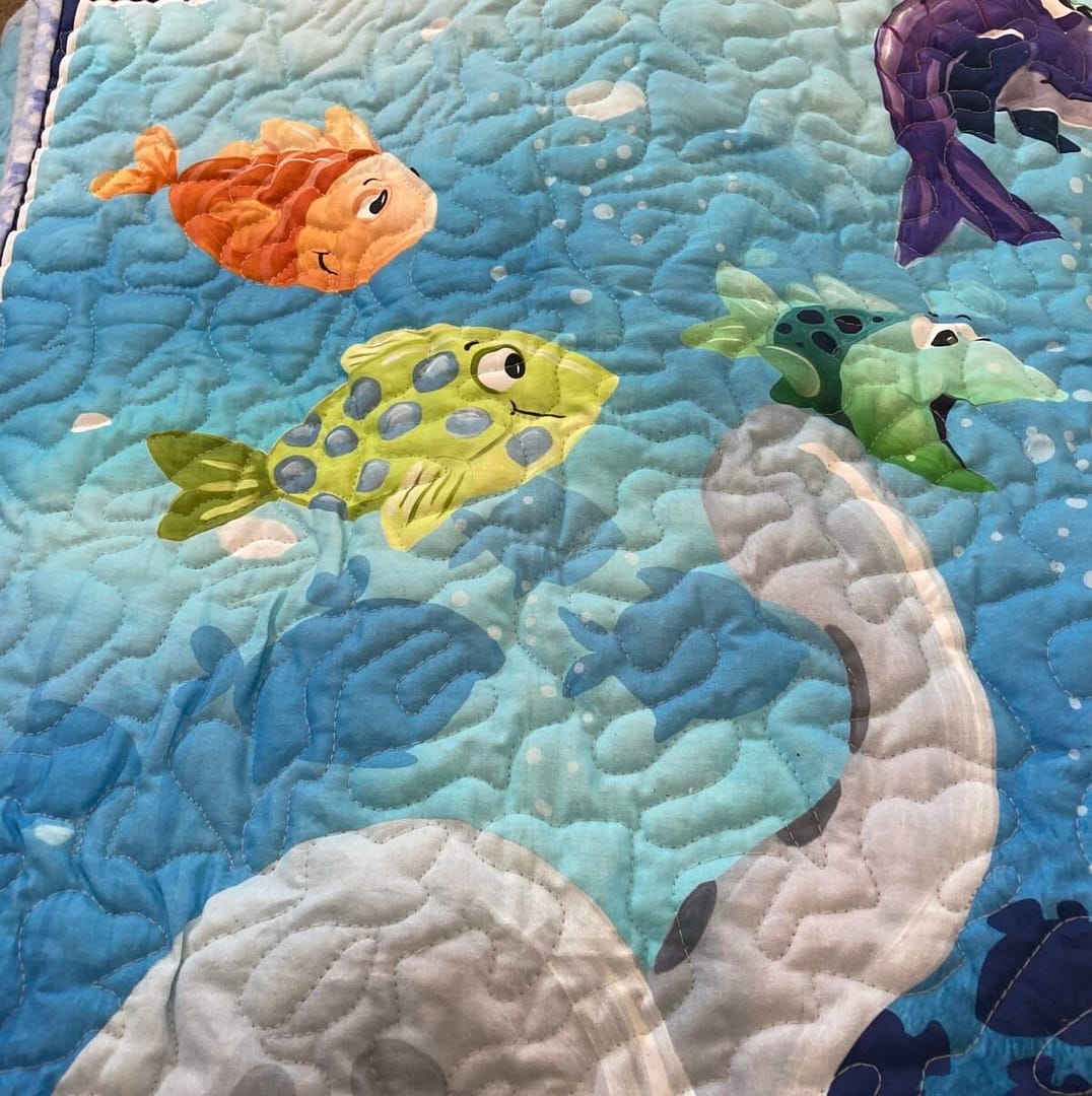 Underwater Adventure Quilt with orange and green fish