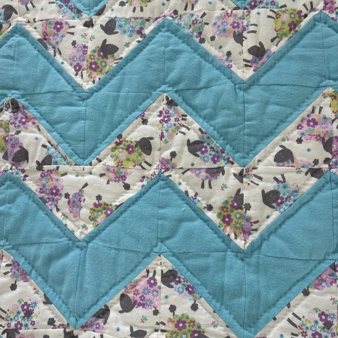 Baa Baa Baby Sheep Quilt detail of chevrons