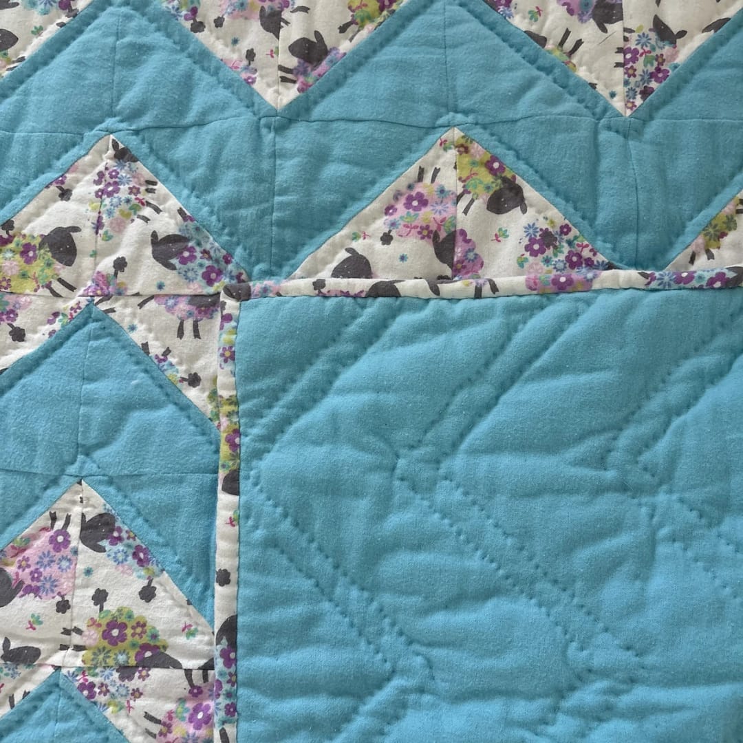 Baa Baa Baby Sheep Quilt detail of backing