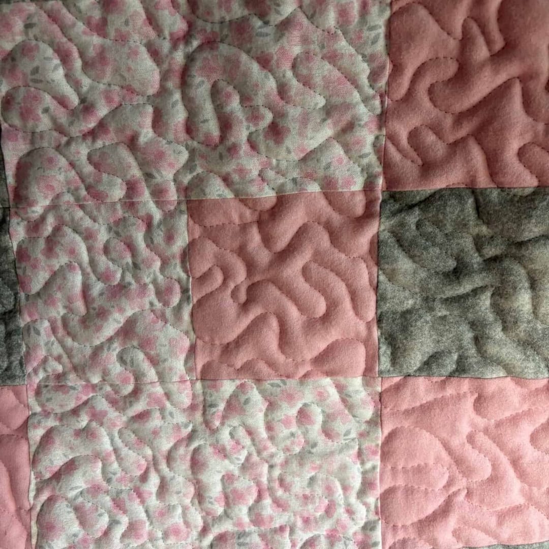 Blush and Bloom Baby Quiltclose up of squares