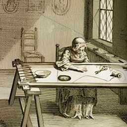 Colonial woman quilting
