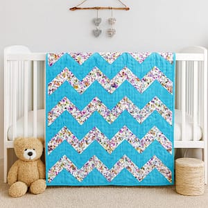 Baa Baa Baby Sheep Baby Quilt on white crib with teddy bear