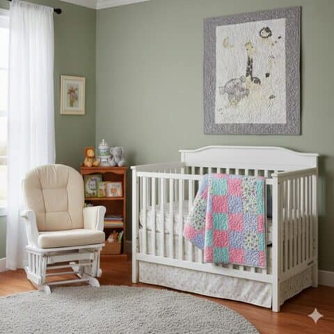 crib with 2 quilts