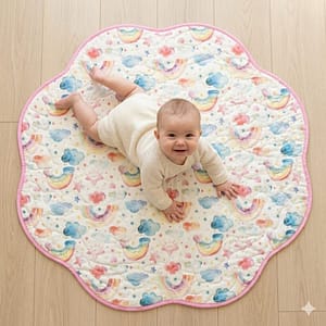 Rainbow Dreams playmat with baby