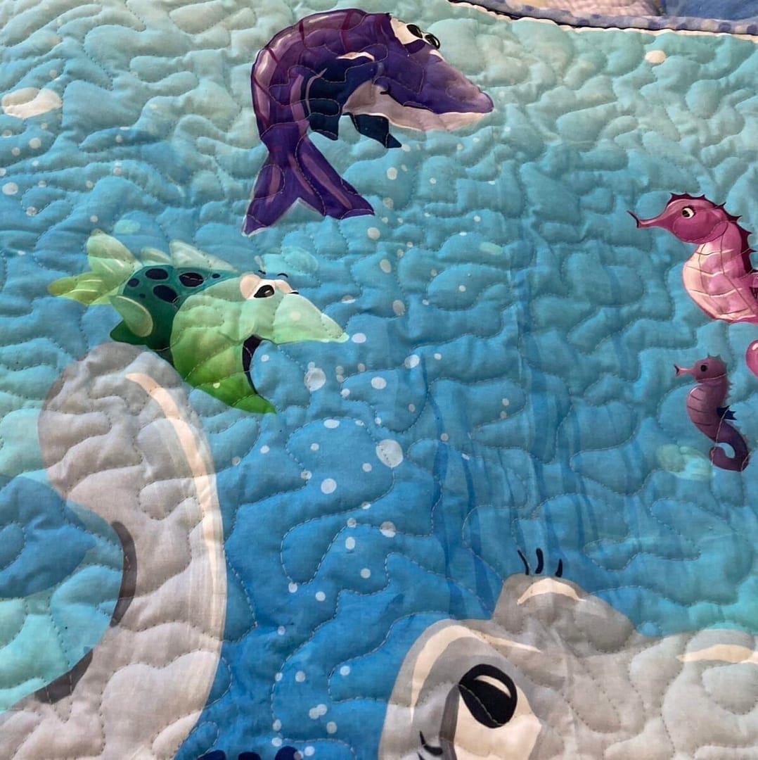 Underwater Adventure Quilt with Seahorse
